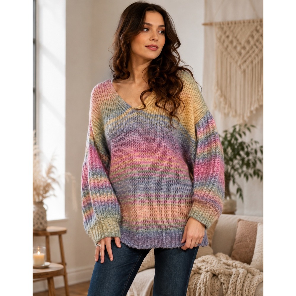 Rare!‎ Love Shack Fancy Rio Rainbow Wool Alpaca Pullover Sweater Size M/L NWT